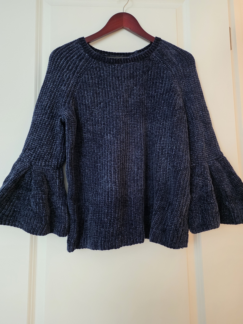 Navy Bell-Sleeve  Sweater - Women